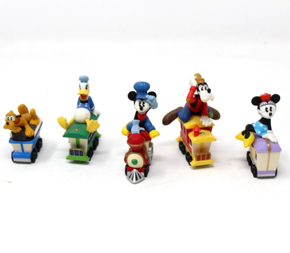 Hallmark 1998 Disney Mickey Mouse Express Miniature Train Ornaments Set of 5